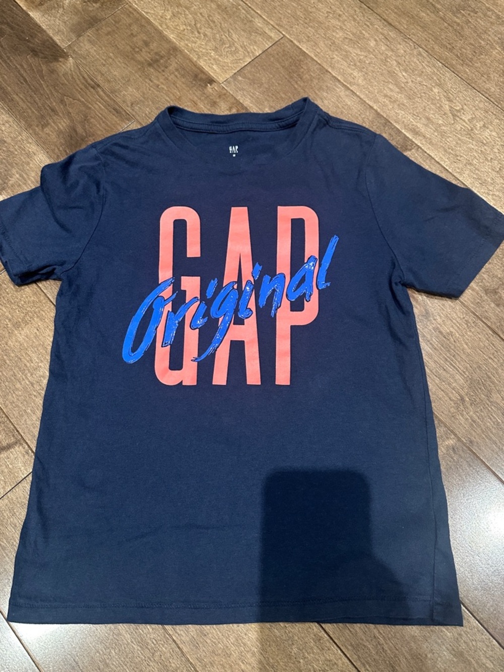 GAP Navy Short-Sleeve Tee with Red Logo and Blue Script